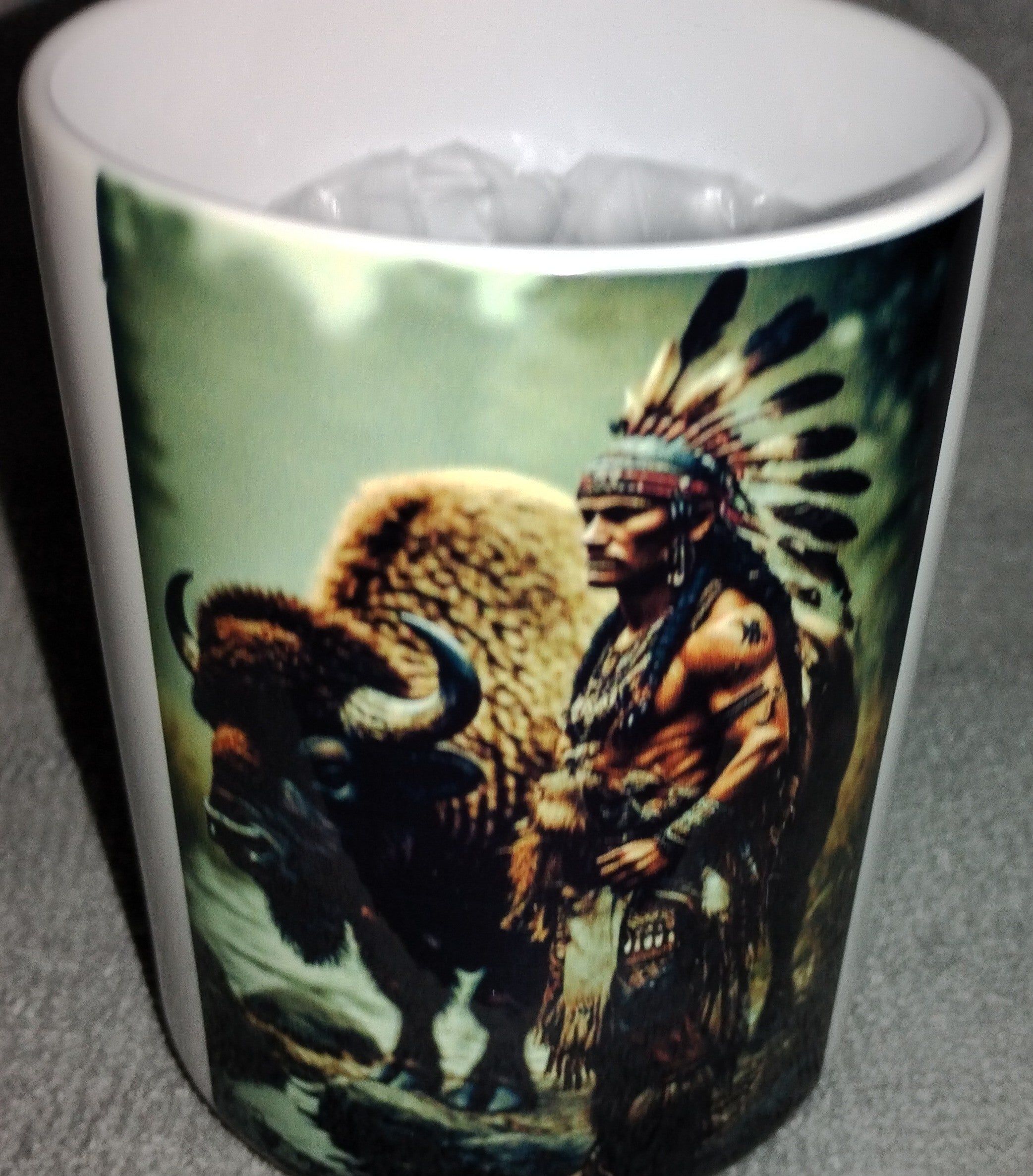 mug Ceramic Native American with Buffalo