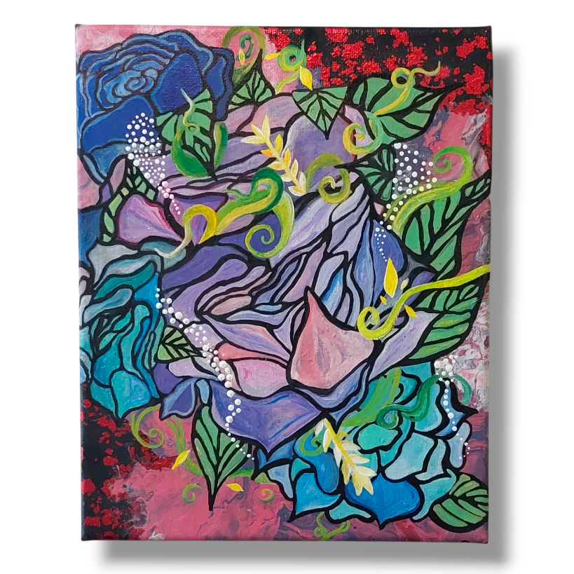 Pink Lava Bouquet Original Painting 8in x 10in