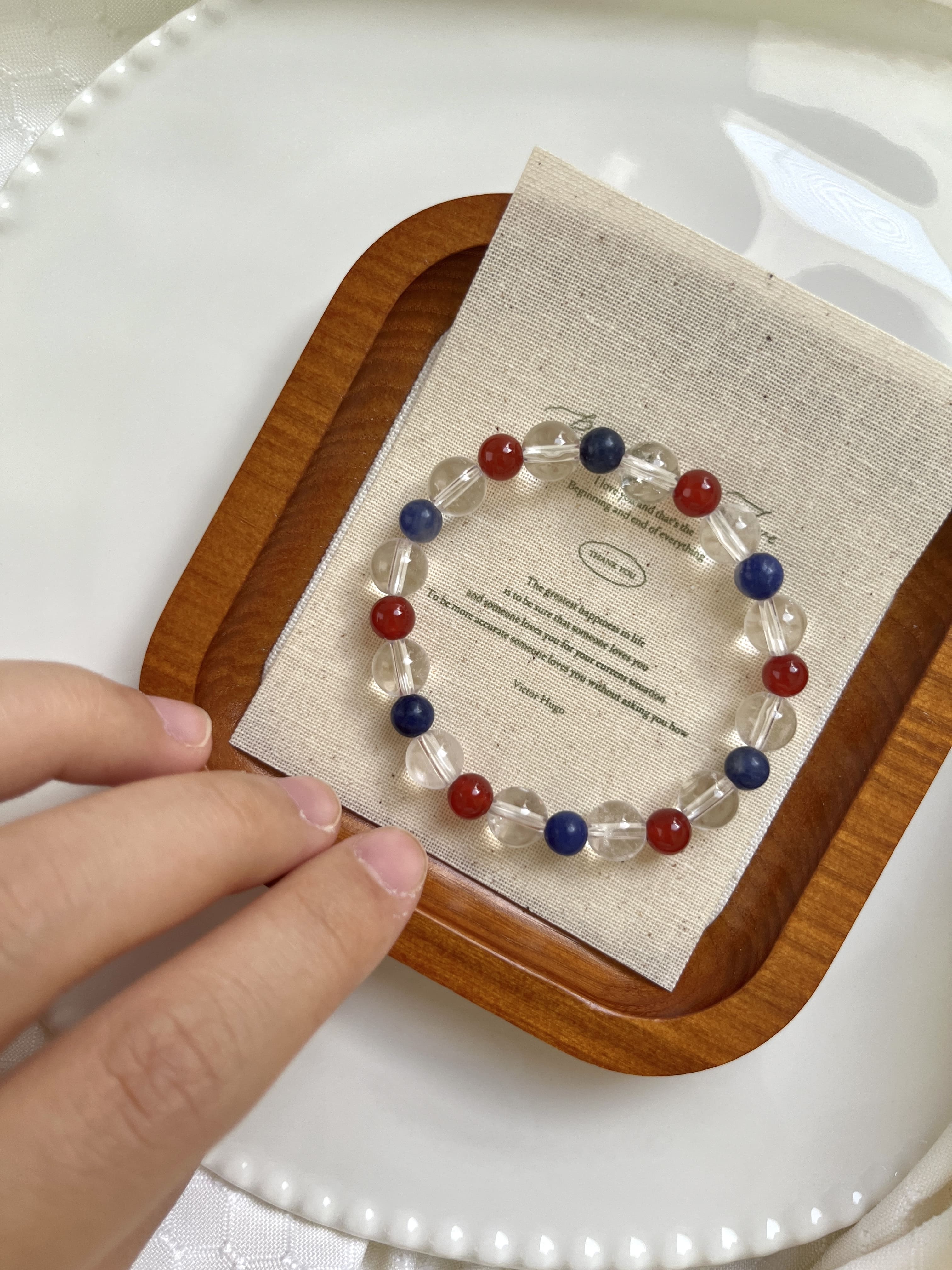 4th of July Jewelry | Red Agate, Sodalite, Clear Quartz Bracelet | Confidence, Calm, Healing Crystal Bracelet | Gemstone Beads Bracelet