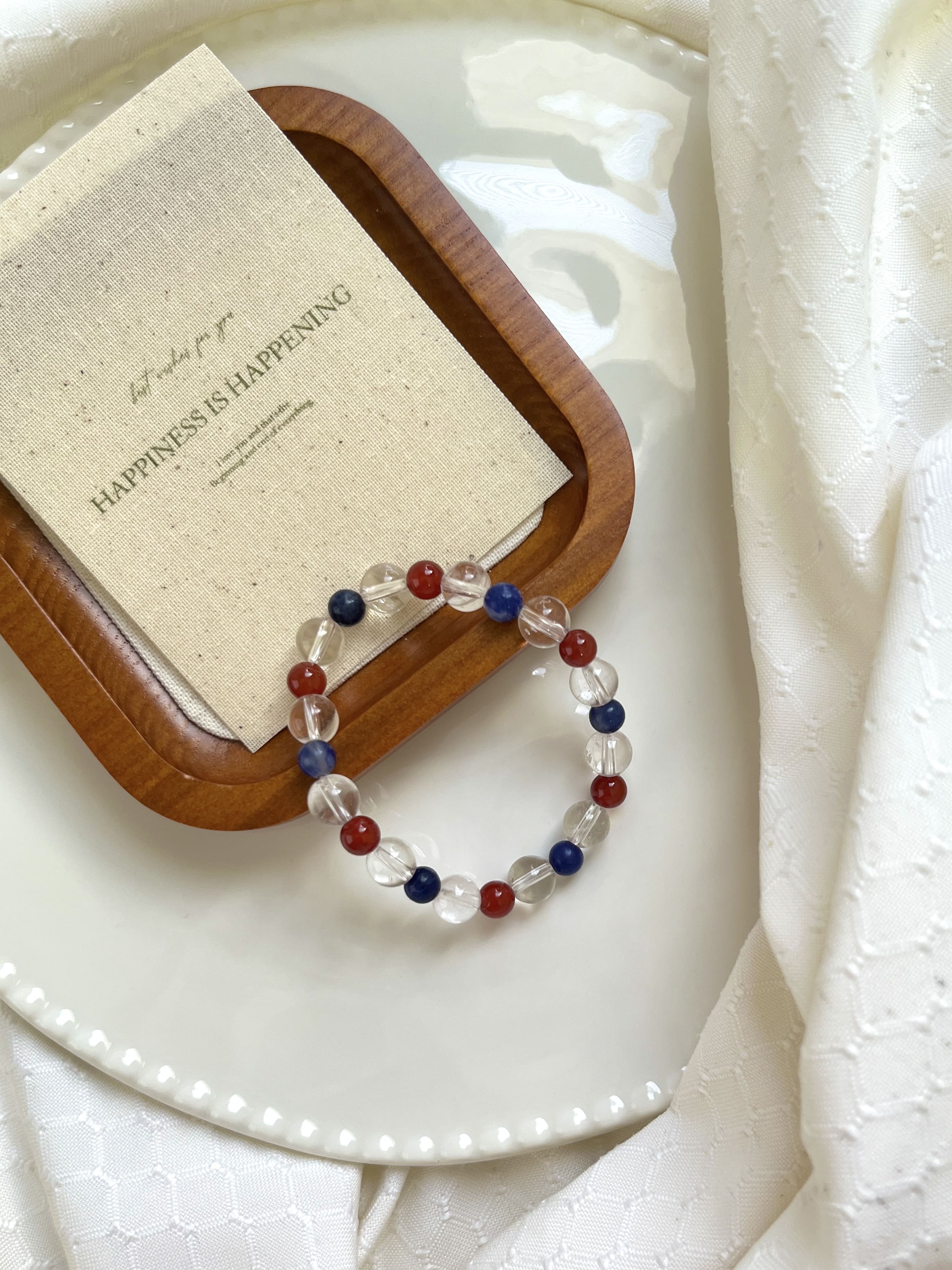 4th of July Jewelry | Red Agate, Sodalite, Clear Quartz Bracelet | Confidence, Calm, Healing Crystal Bracelet | Gemstone Beads Bracelet