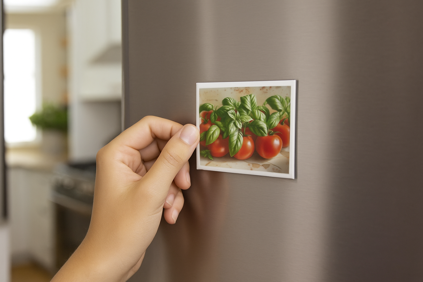 Refrigerator magnet - Tomato and Basil