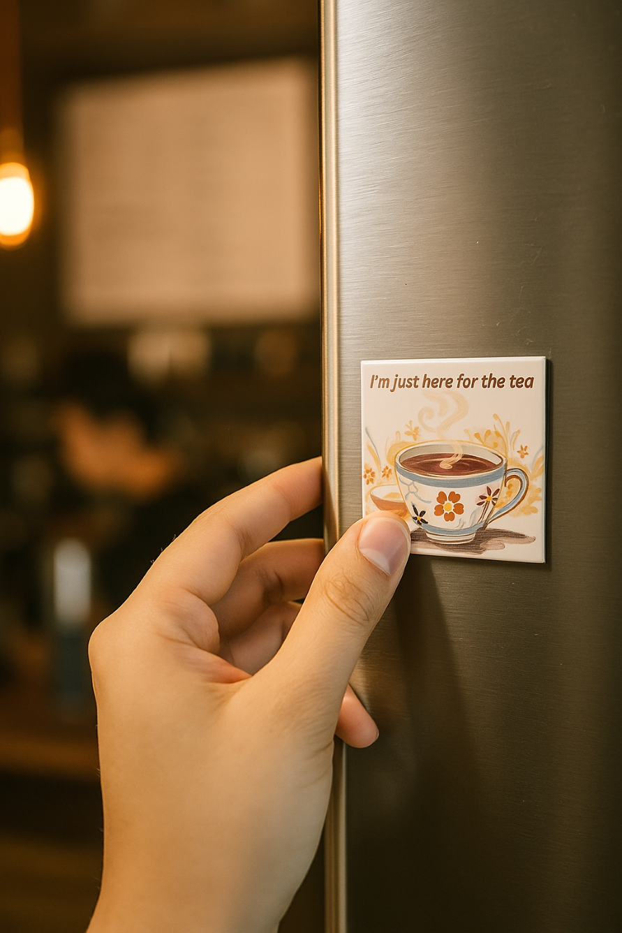 Refrigerator magnet - Here for the Tea