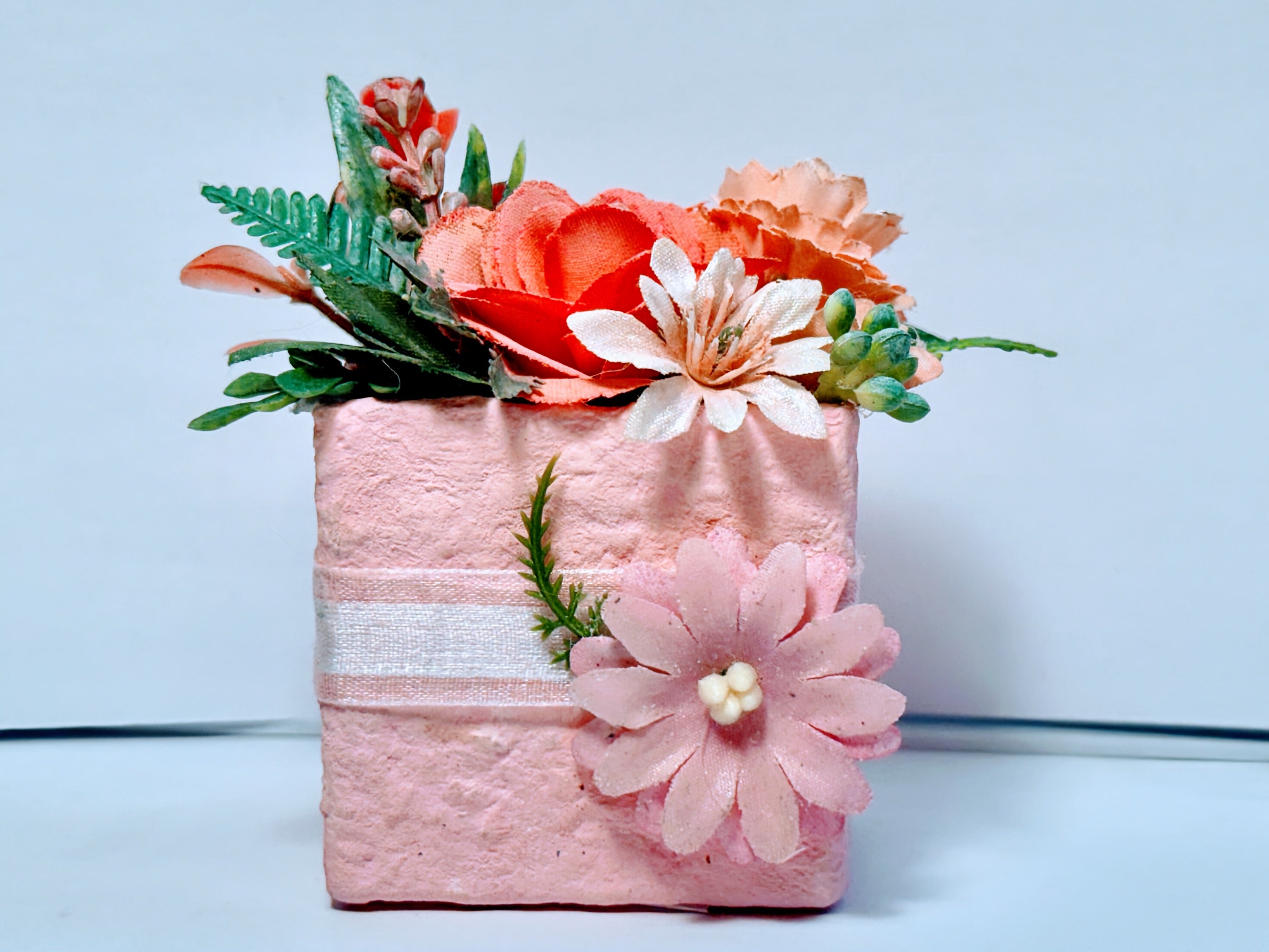 Front image Dimensions: Height 2.0 in / Width 2.0 in With flowers Height 3.0 in / Width 3.0 in