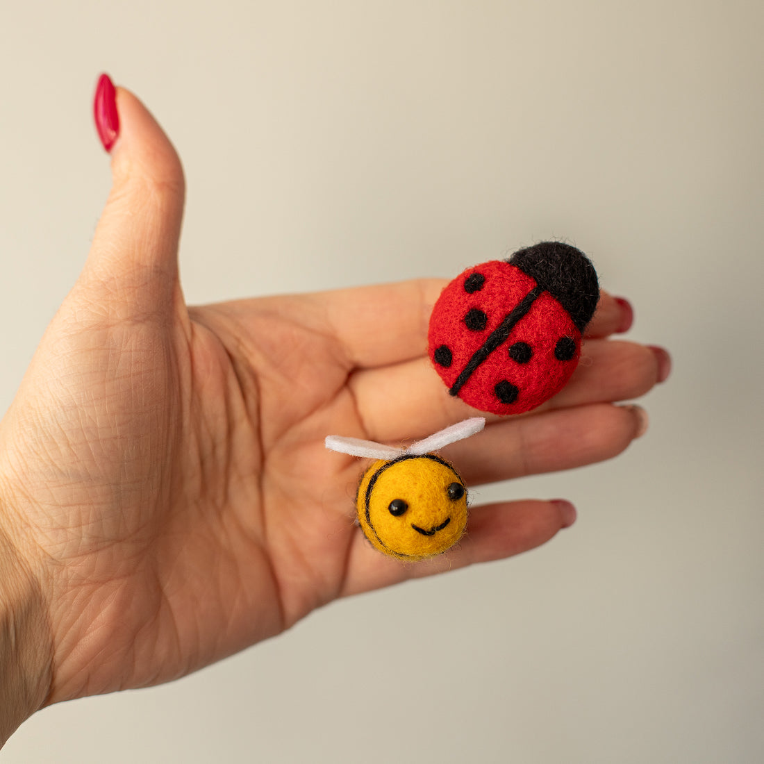 Car Air Vent Clip in the shape of Bee and Ladybug from soft wool felt, vehicle air fresheners. Gift for car owner. 