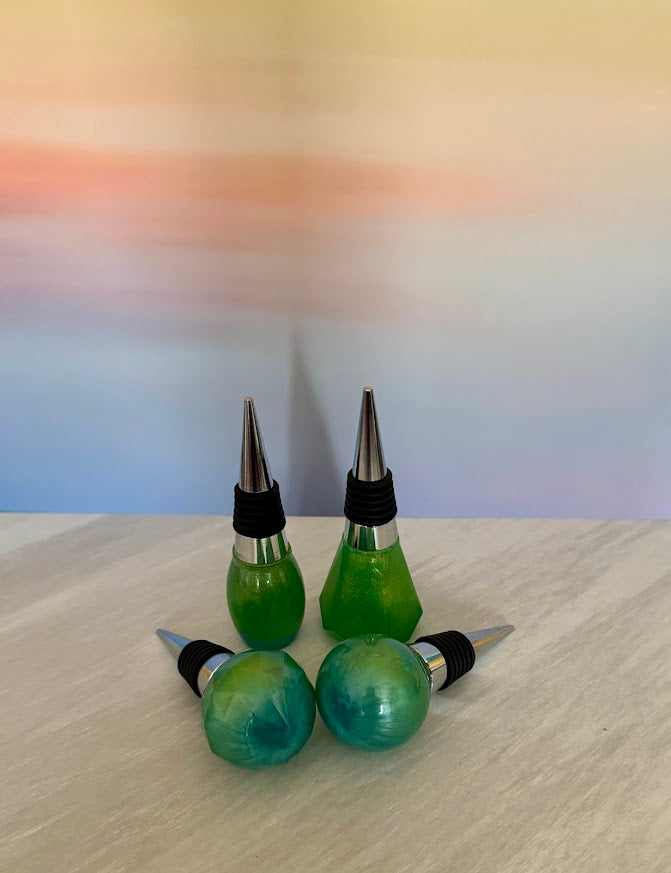 Green/blue/yellowish Wine Bottle Toppers