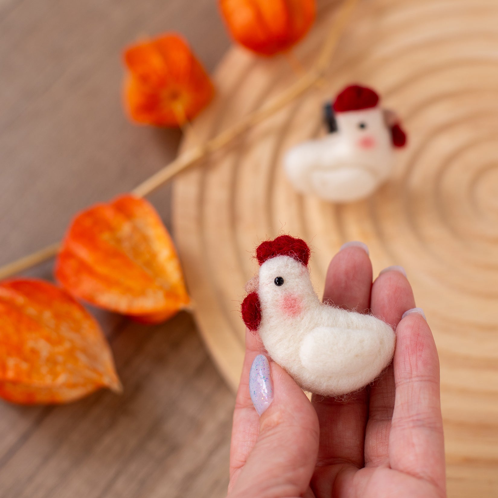 Car Air Vent Clip in the shape of Chicken from soft wool felt, vehicle air fresheners. Gift for car owner. 