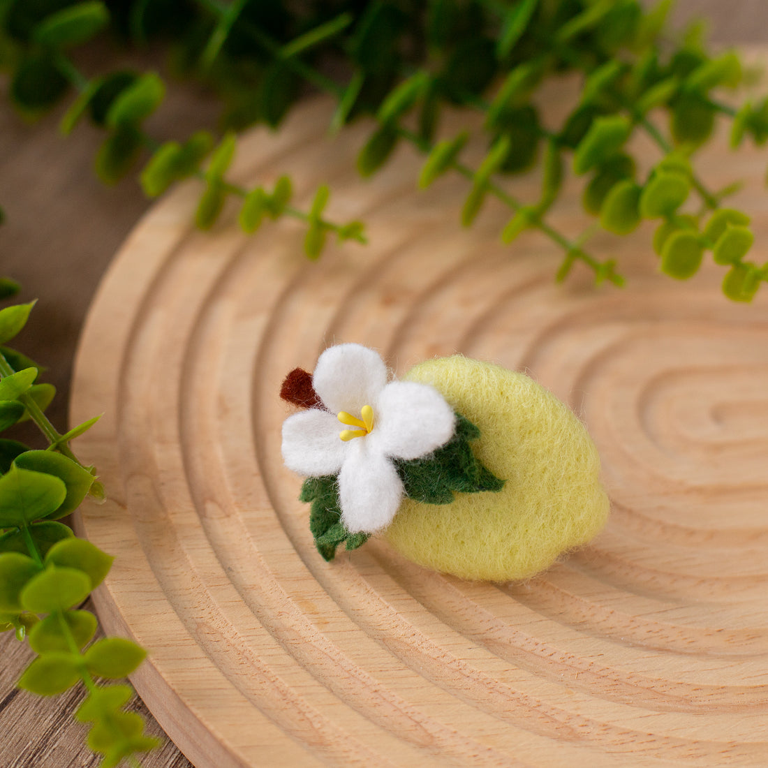 Car Air Vent Clip in the shape of lemon from soft wool felt, vehicle air fresheners. Gift for car owner. 